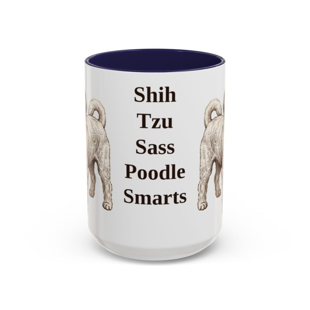 15oz Funny Shih-Poo Mug, Navy, front view