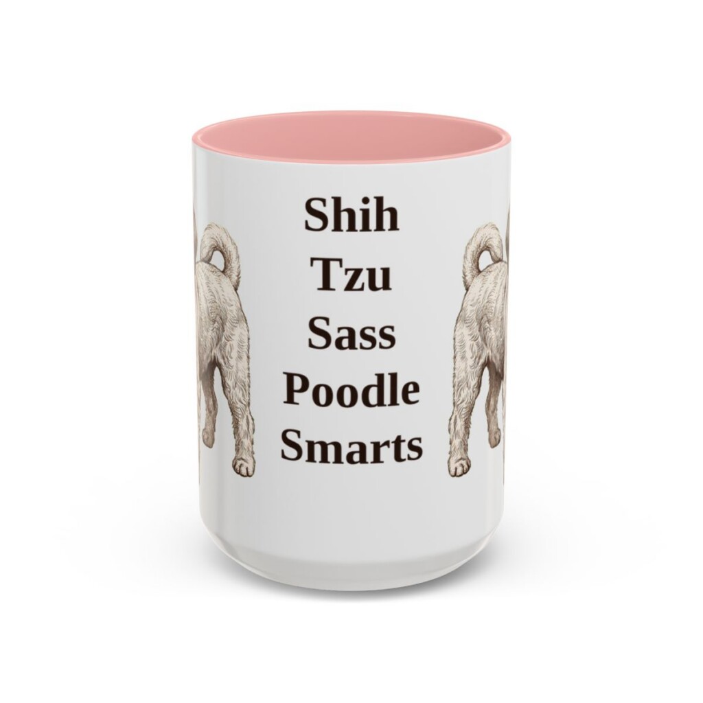 15oz Funny Shih-Poo Mug, Pink, front view