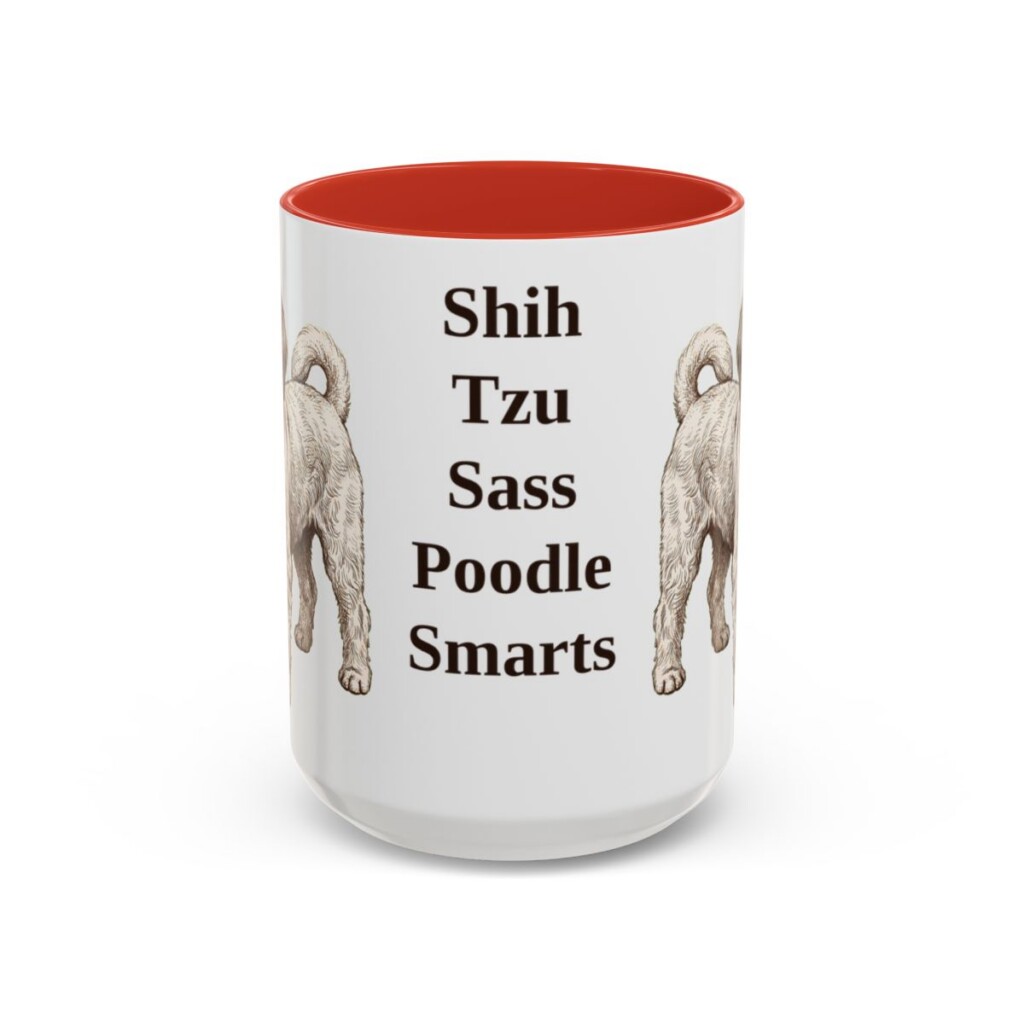 15oz Funny Shih-Poo Mug, Red, front view