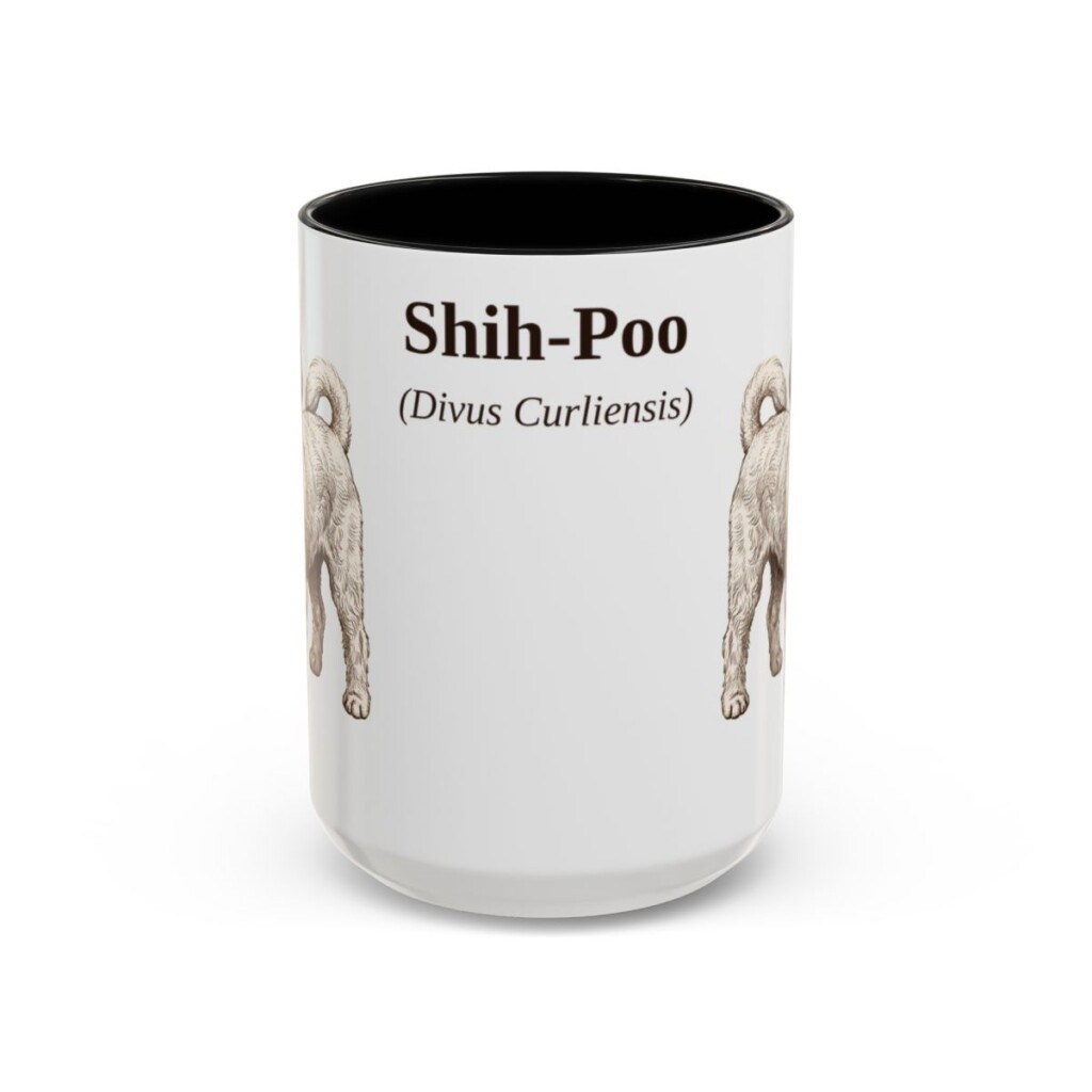 15oz Shih-Poo Latin Mug, Black, front view