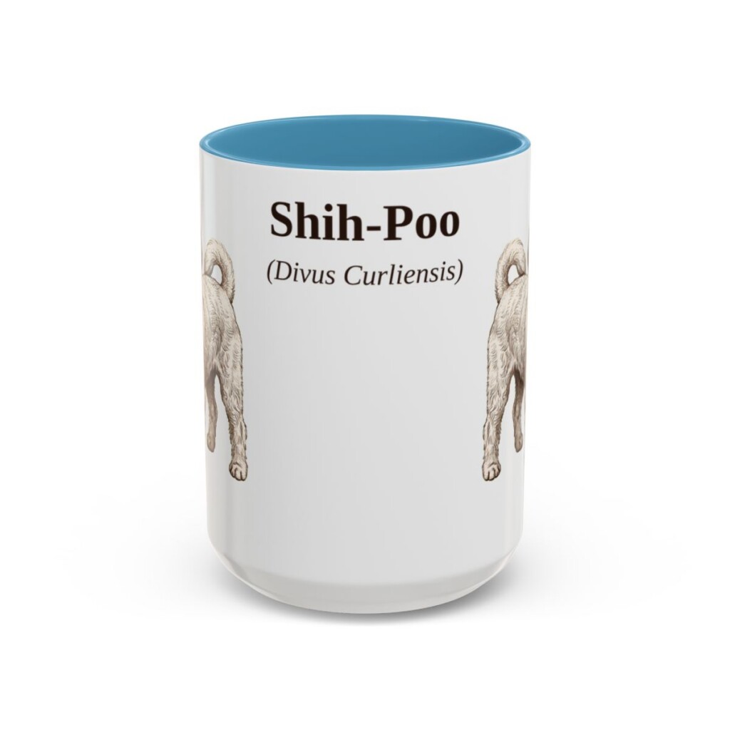 15oz Shih-Poo Latin Mug, Light Blue, front view