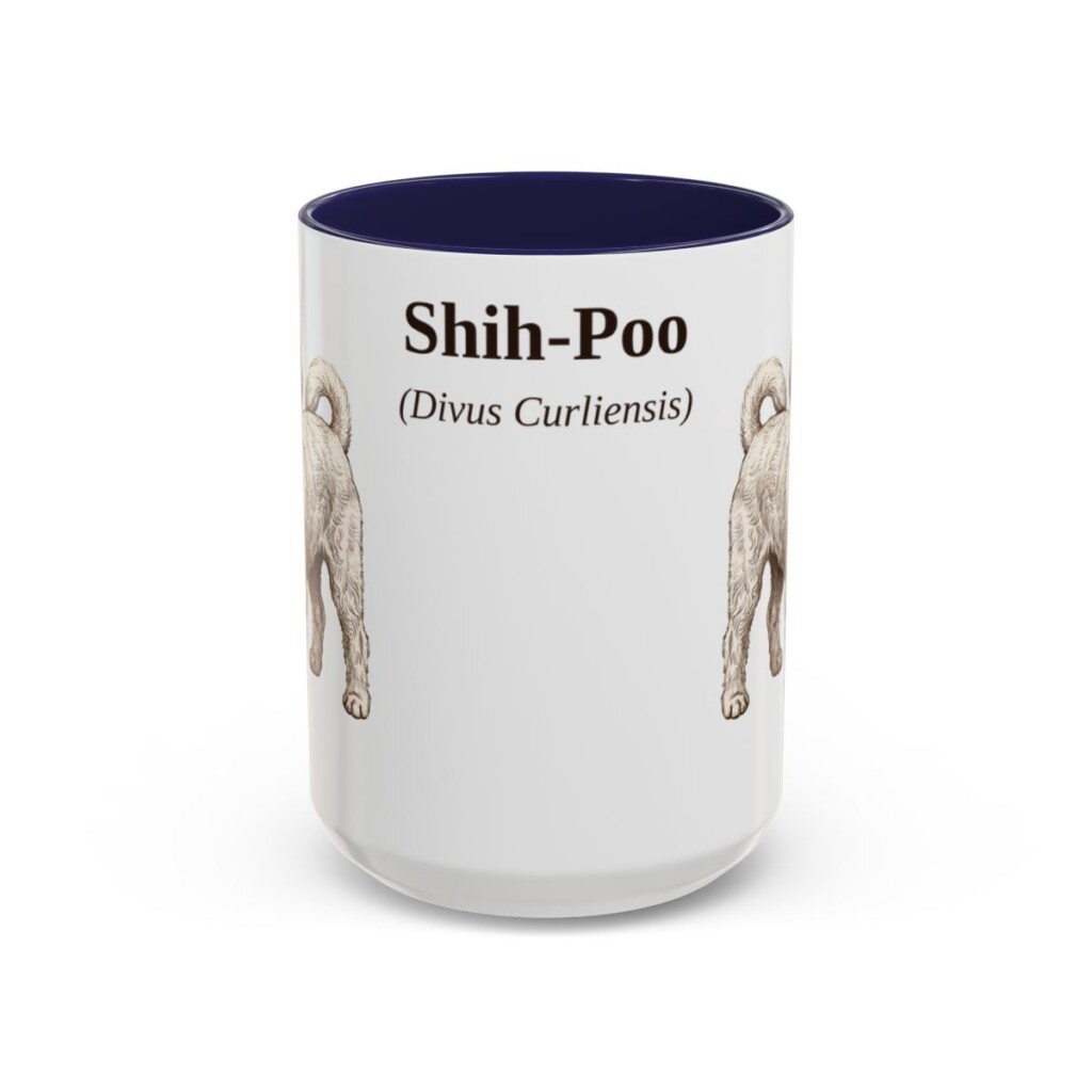 15oz Shih-Poo Latin Mug, Navy, front view