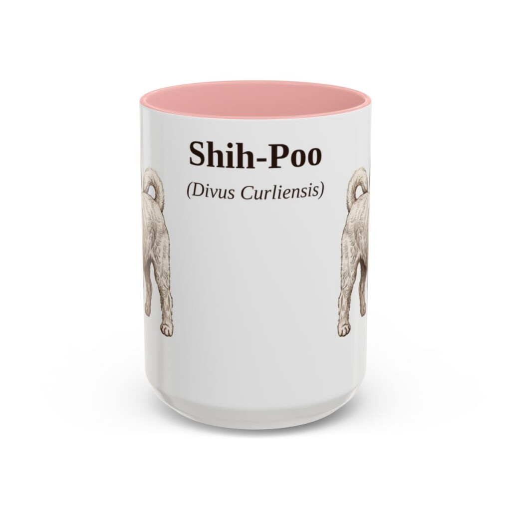 15oz Shih-Poo Latin Mug, Pink, front view