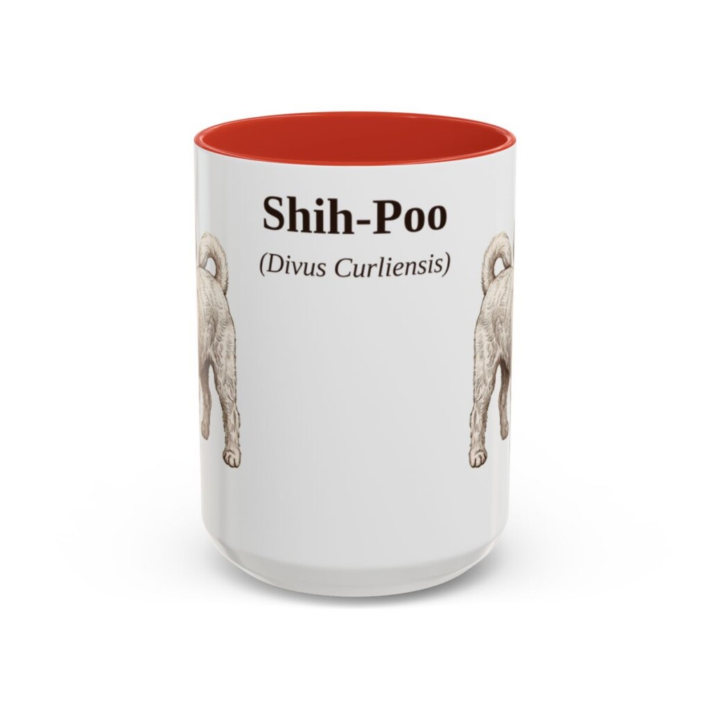 15oz Shih-Poo Latin Mug, Red, front view