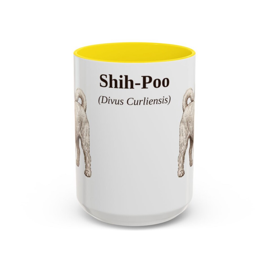 15oz Shih-Poo Latin Mug, Yellow, front view