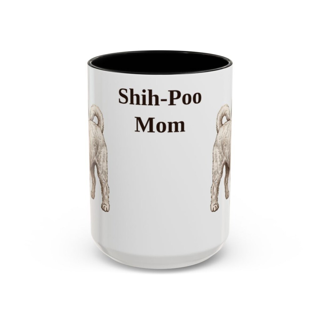 15oz Shih-Poo Dog Mom Mug, Black, front view