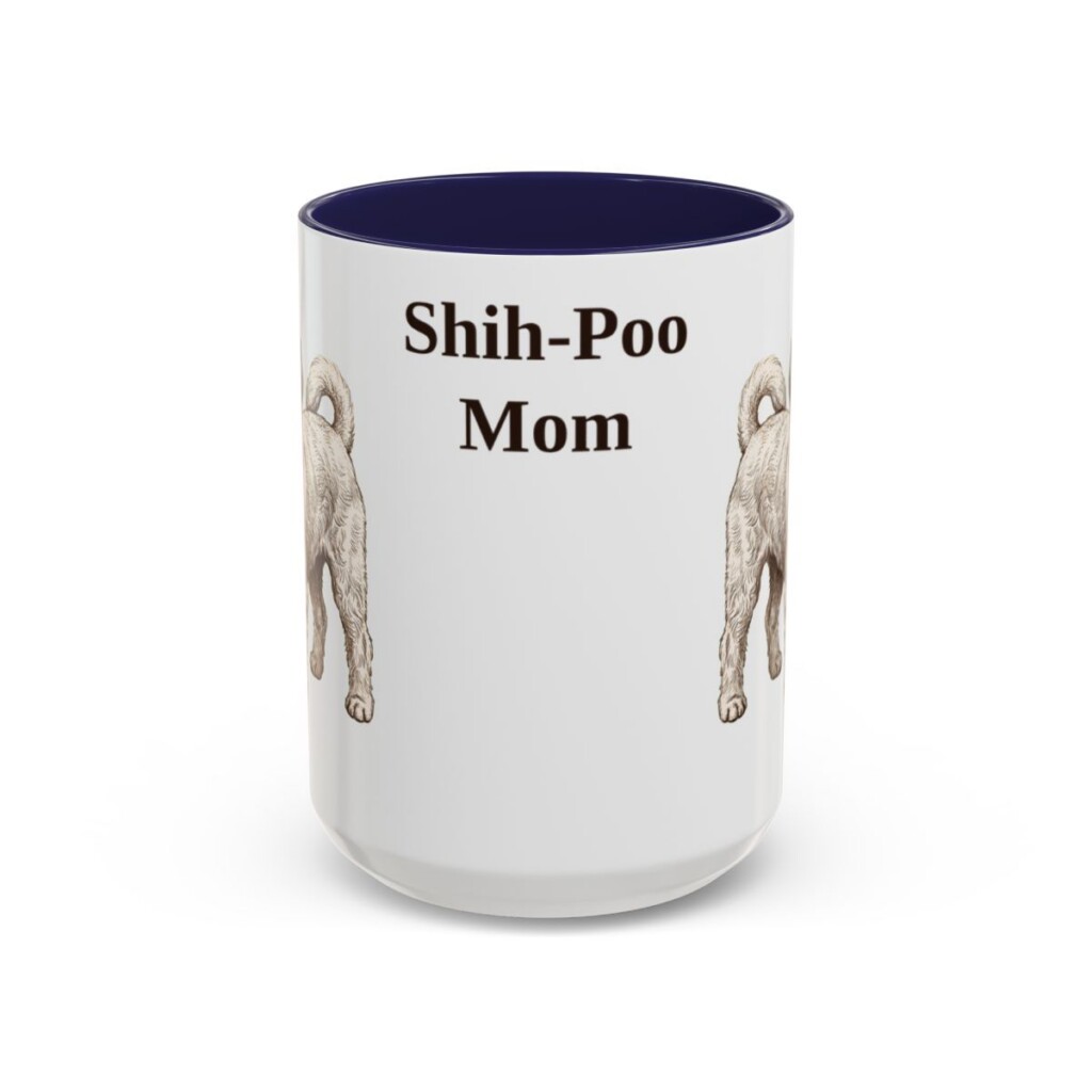15oz Shih-Poo Dog Mom Mug, Navy, front view