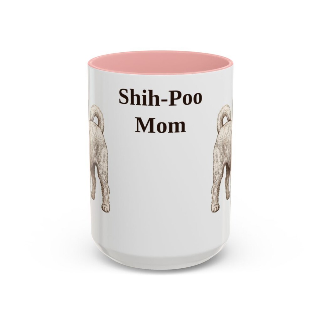 15oz Shih-Poo Dog Mom Mug, Pink, front view