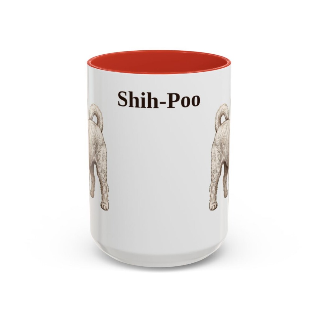15oz Shih-Poo Mug, Red, front view