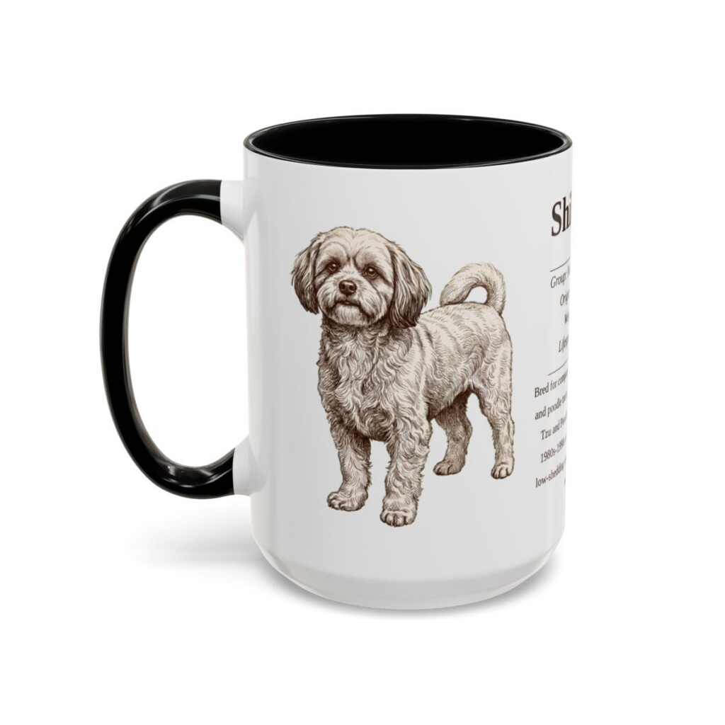 15oz Shih-Poo Mug, Black, left side view