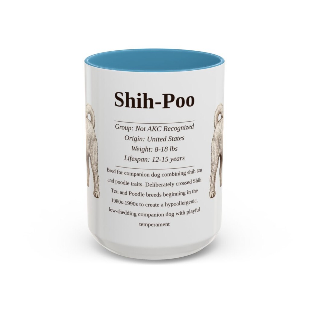 15oz Shih-Poo Mug, Light Blue, front view