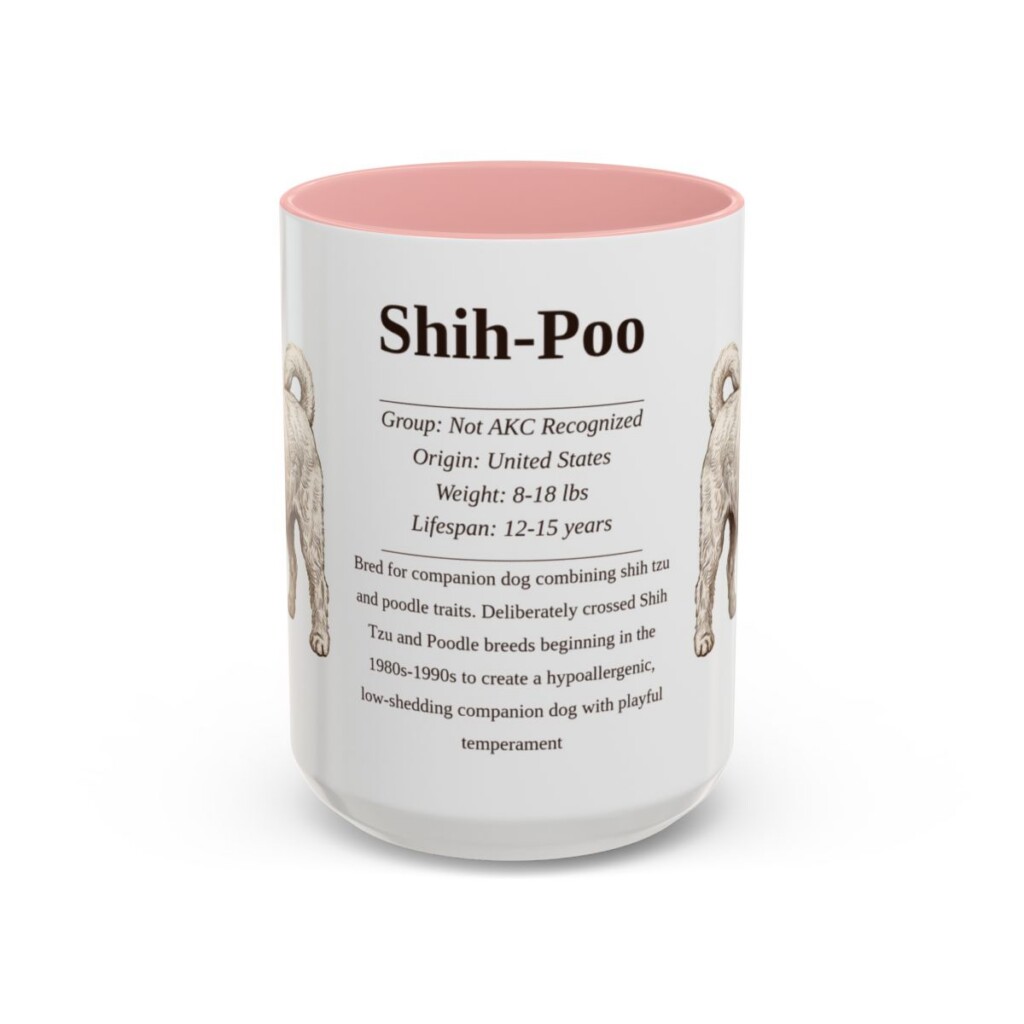15oz Shih-Poo Mug, Pink, front view