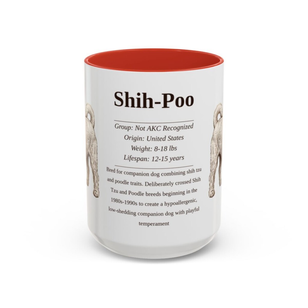 15oz Shih-Poo Mug, Red, front view