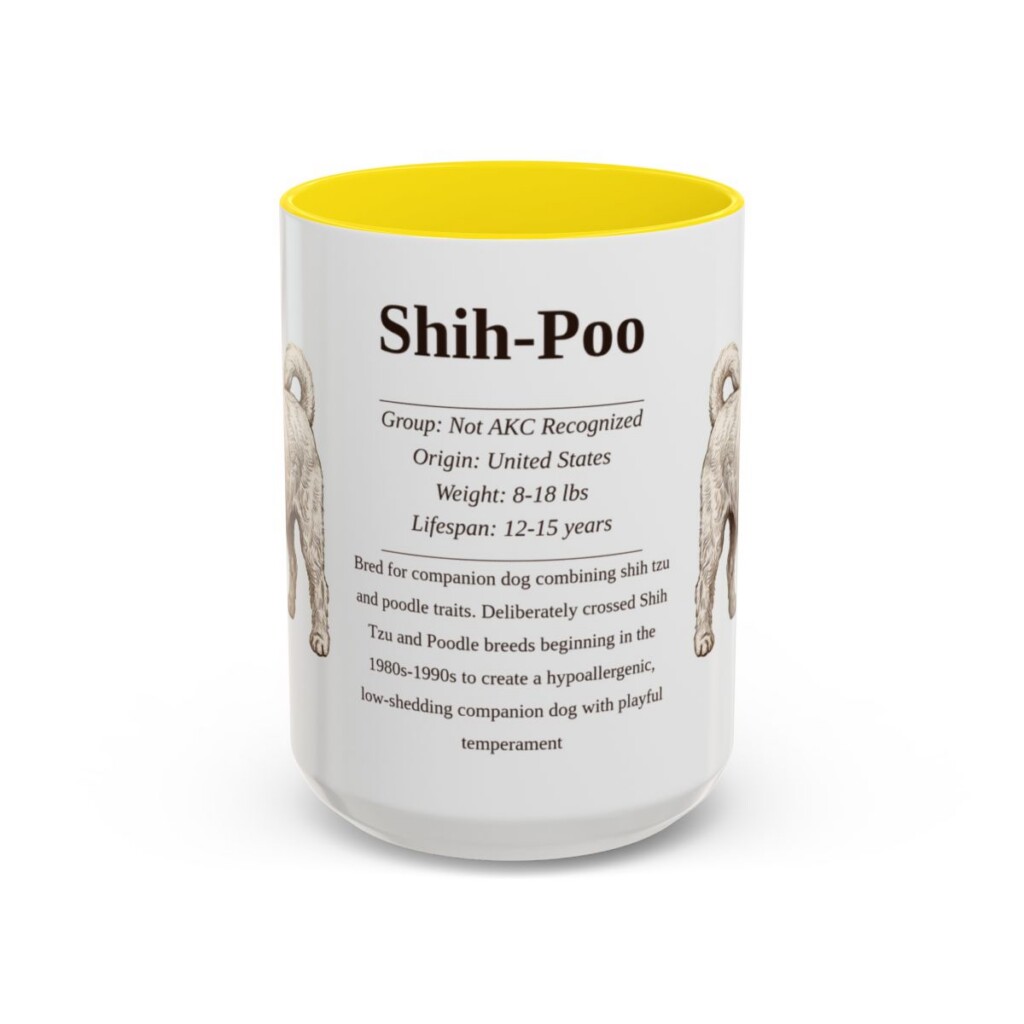 15oz Shih-Poo Mug, Yellow, front view
