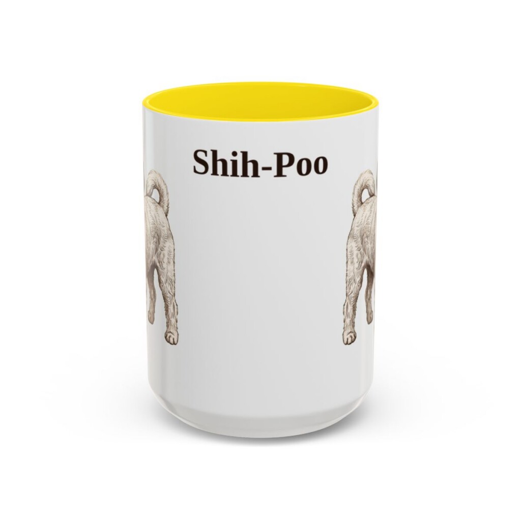 15oz Shih-Poo Mug, Yellow, front view