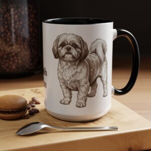 15oz Shih Tzu Mug, Black, lifestyle photo