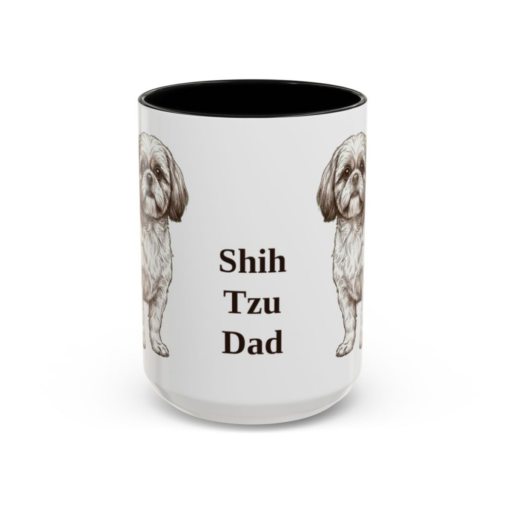 15oz Shih Tzu Dog Dad Mug, Black, front view