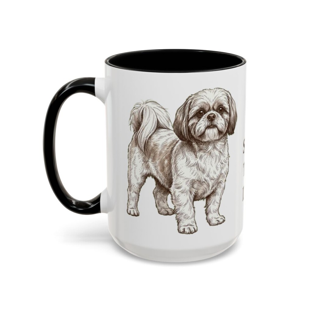 15oz Shih Tzu Dog Dad Mug, Black, left side view
