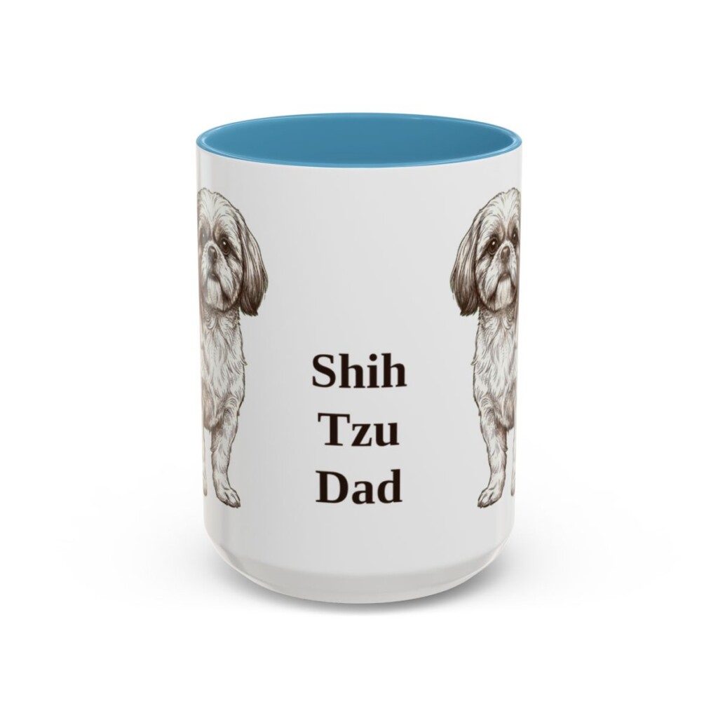 15oz Shih Tzu Dog Dad Mug, Light Blue, front view