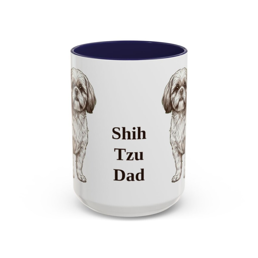 15oz Shih Tzu Dog Dad Mug, Navy, front view