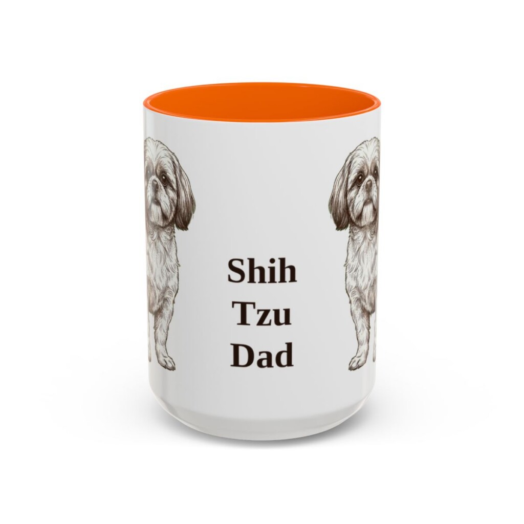 15oz Shih Tzu Dog Dad Mug, Orange, front view