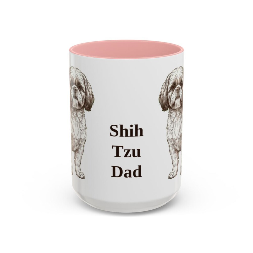15oz Shih Tzu Dog Dad Mug, Pink, front view