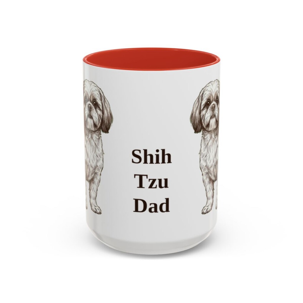 15oz Shih Tzu Dog Dad Mug, Red, front view