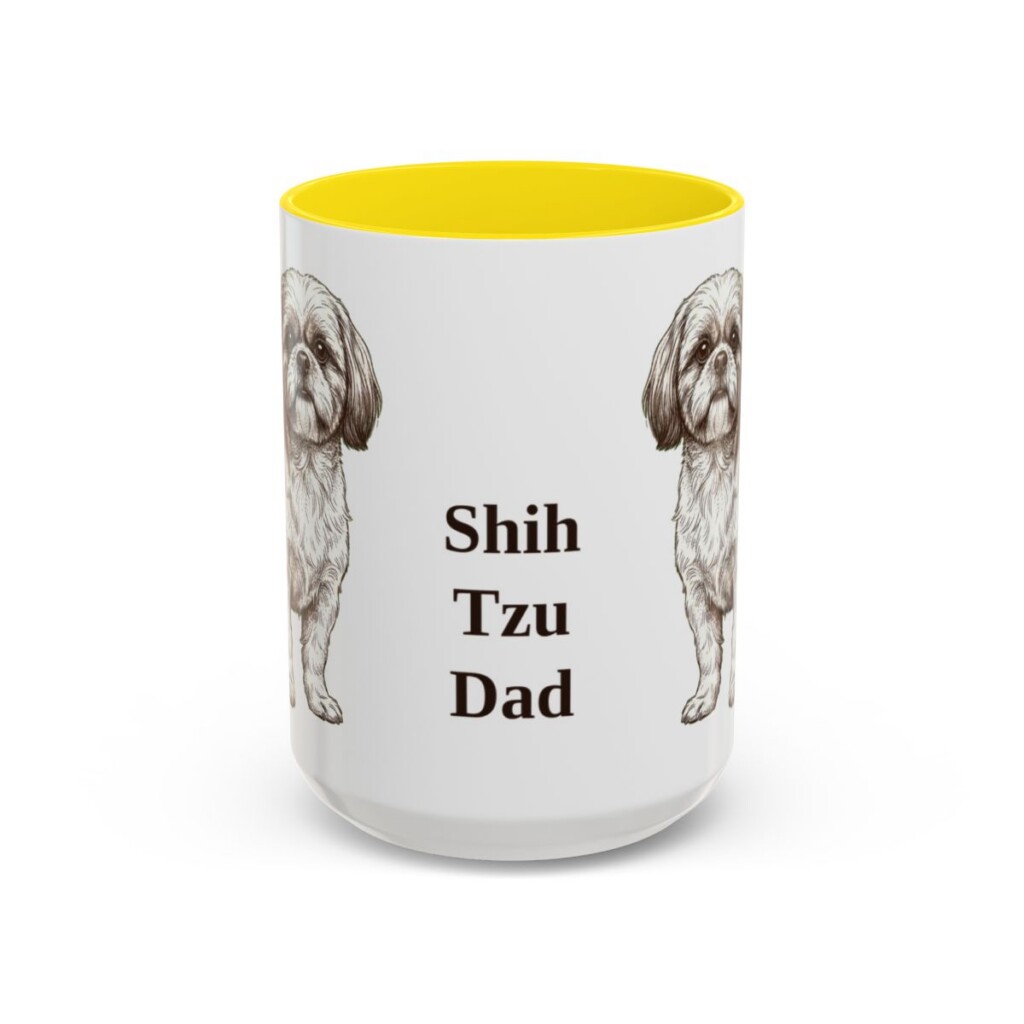 15oz Shih Tzu Dog Dad Mug, Yellow, front view
