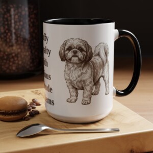 15oz Funny Shih Tzu Mug, Black, lifestyle photo