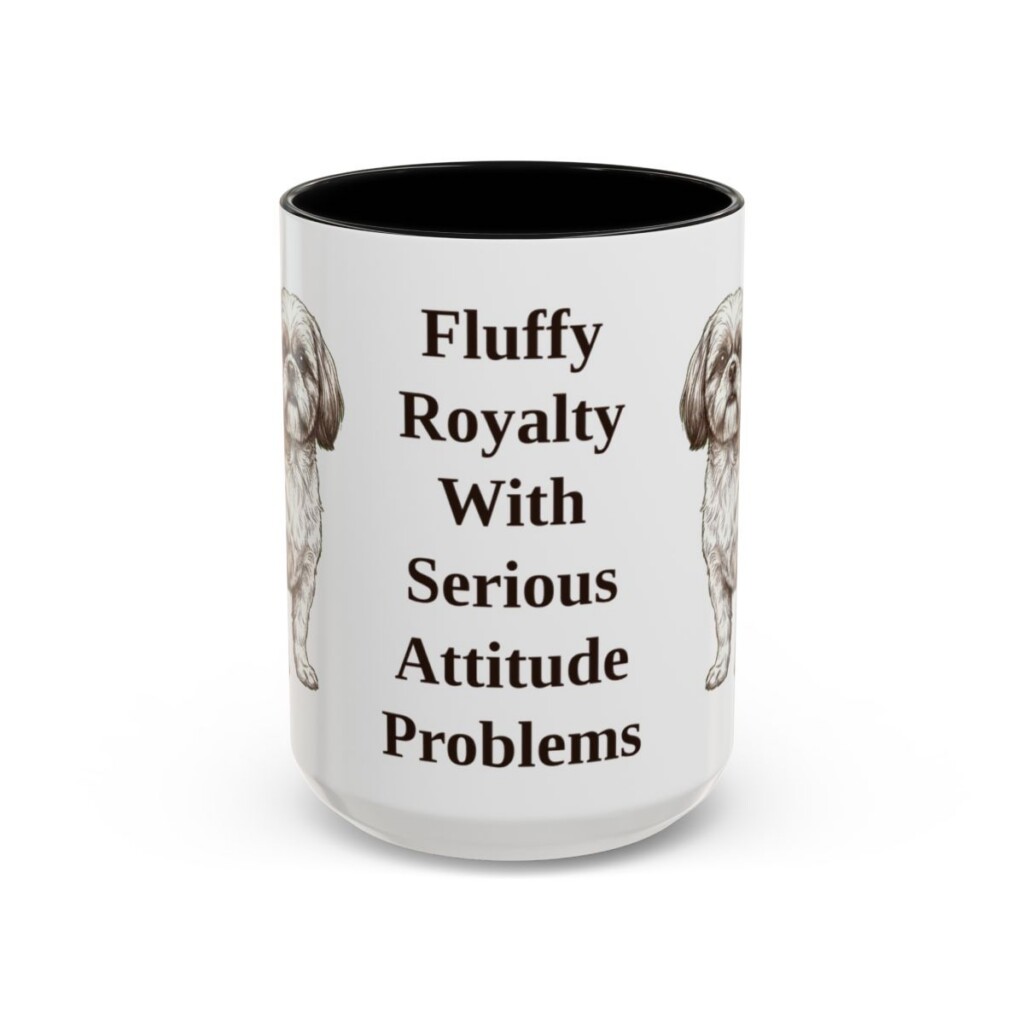 15oz Funny Shih Tzu Mug, Black, front view