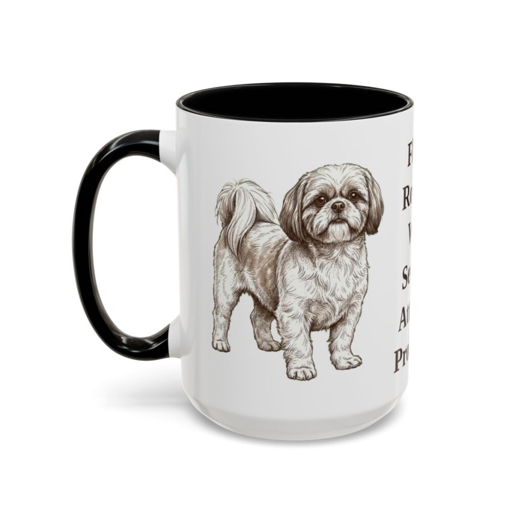 15oz Funny Shih Tzu Mug, Black, left side view