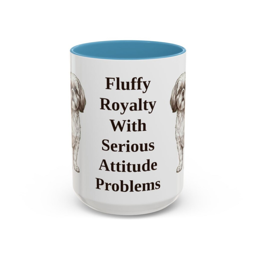 15oz Funny Shih Tzu Mug, Light Blue, front view
