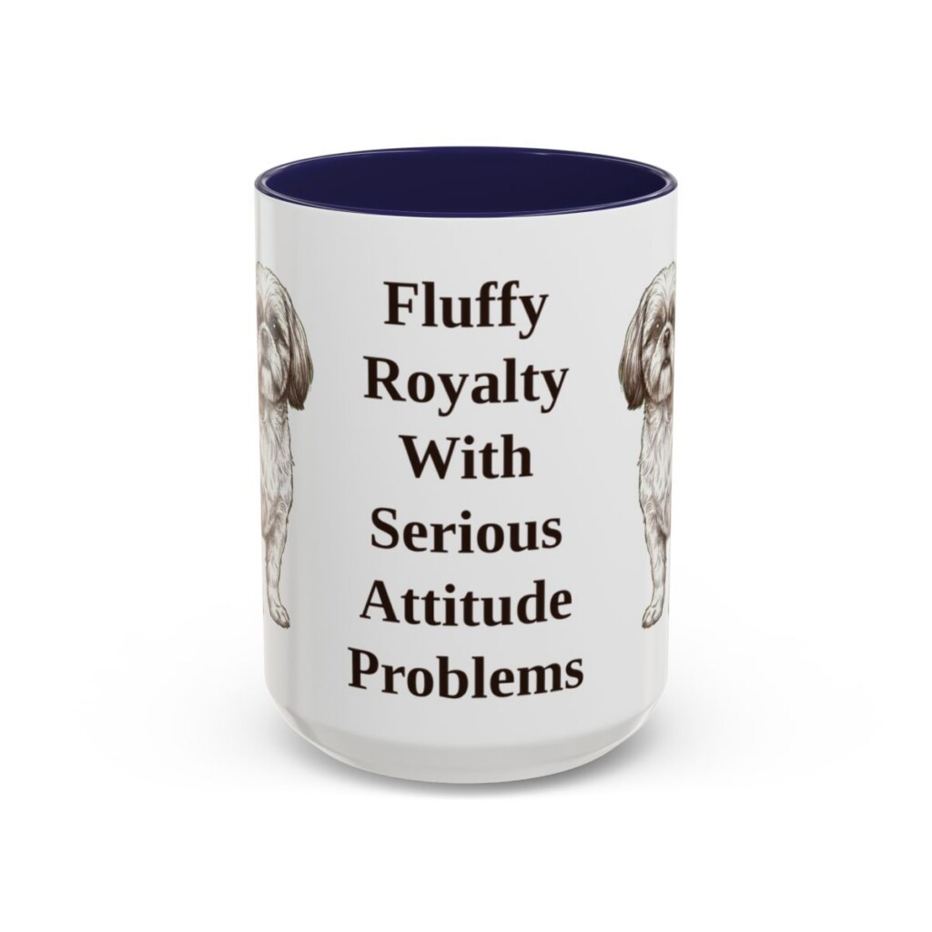 15oz Funny Shih Tzu Mug, Navy, front view