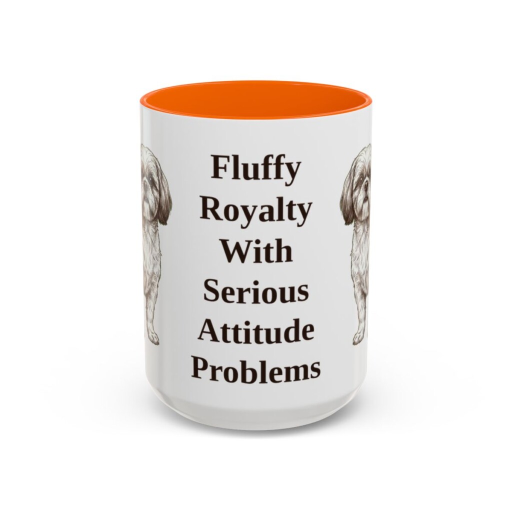 15oz Funny Shih Tzu Mug, Orange, front view