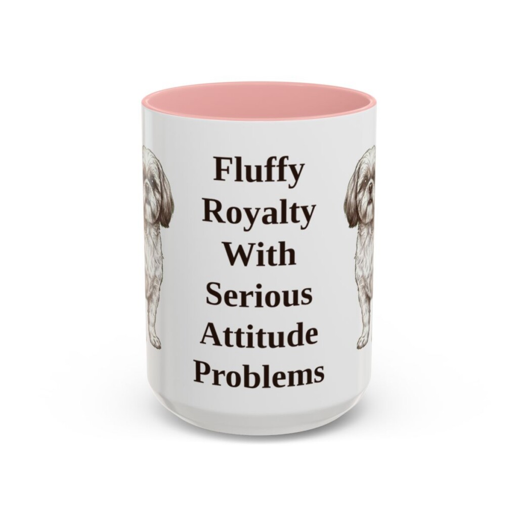 15oz Funny Shih Tzu Mug, Pink, front view