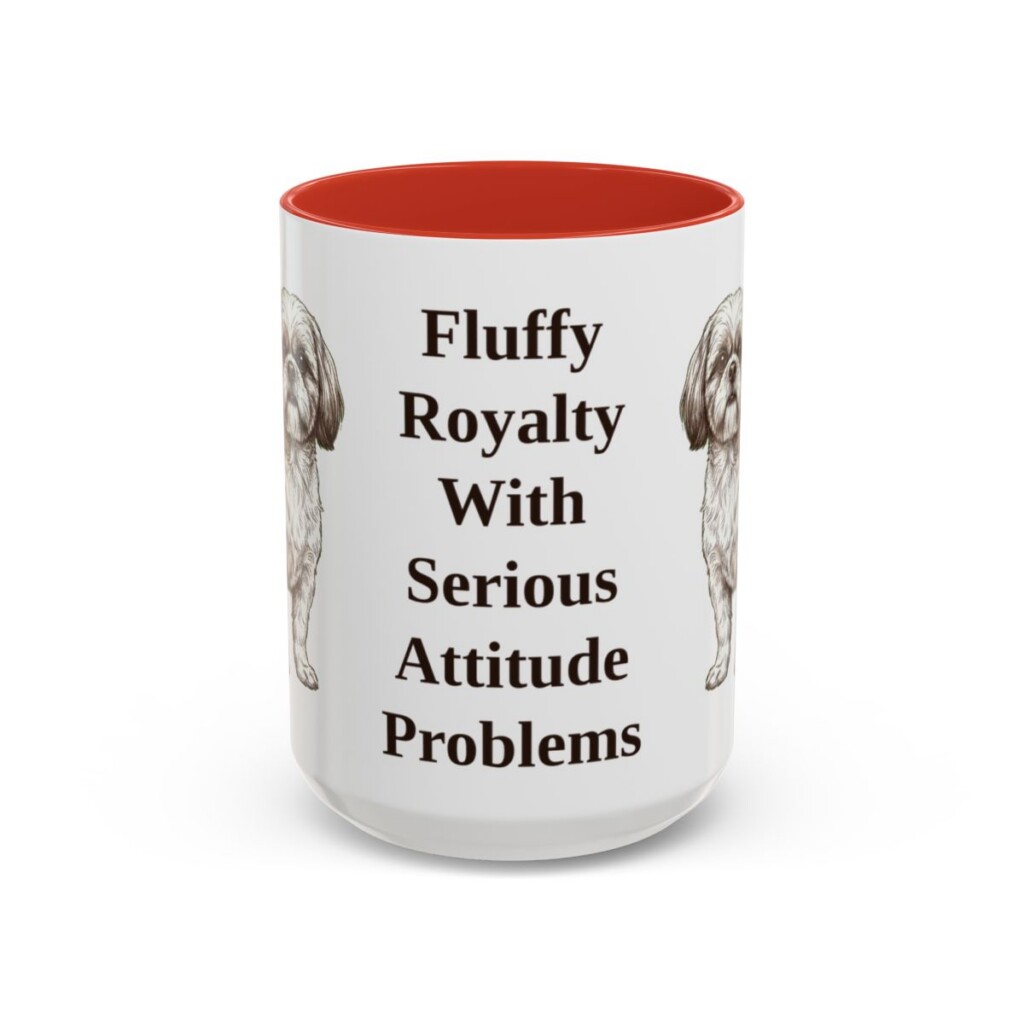 15oz Funny Shih Tzu Mug, Red, front view