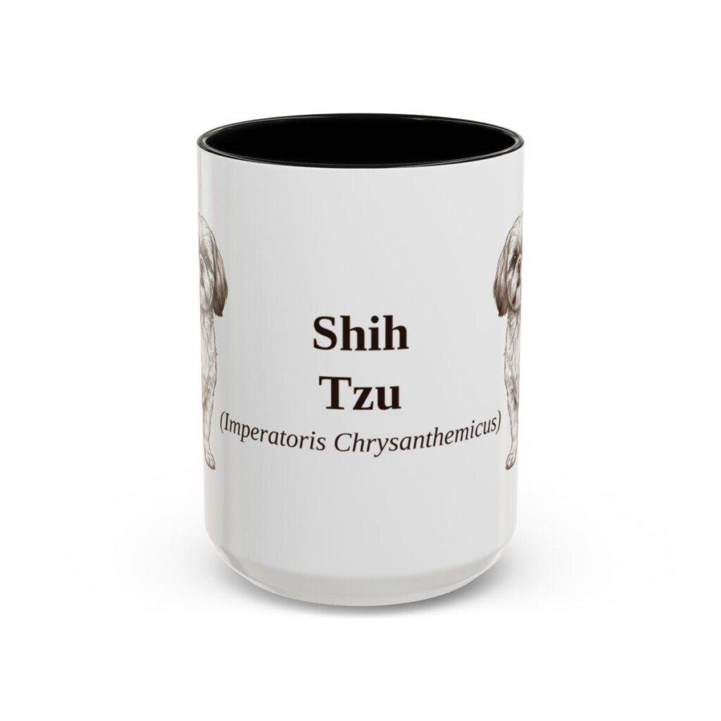 15oz Shih Tzu Latin Mug, Black, front view