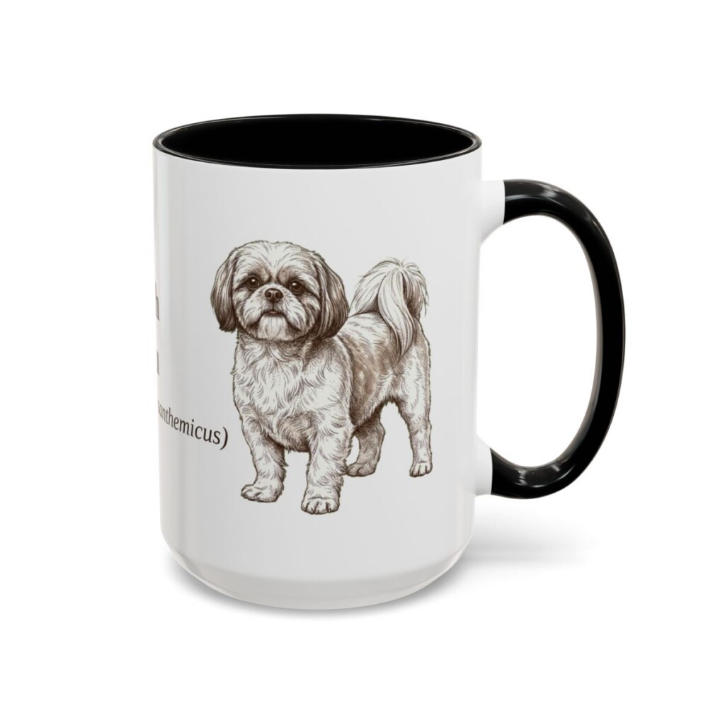15oz Shih Tzu Latin Mug, Black, right side view
