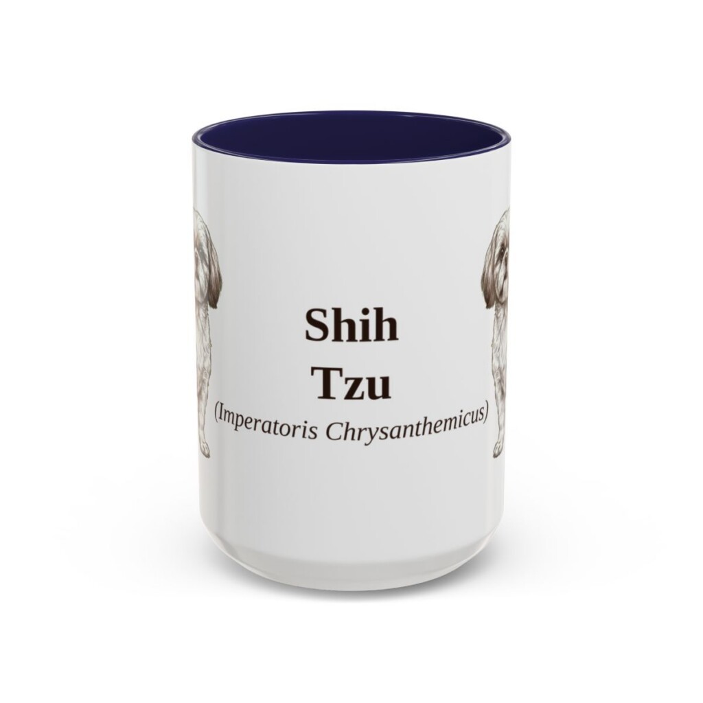 15oz Shih Tzu Latin Mug, Navy, front view