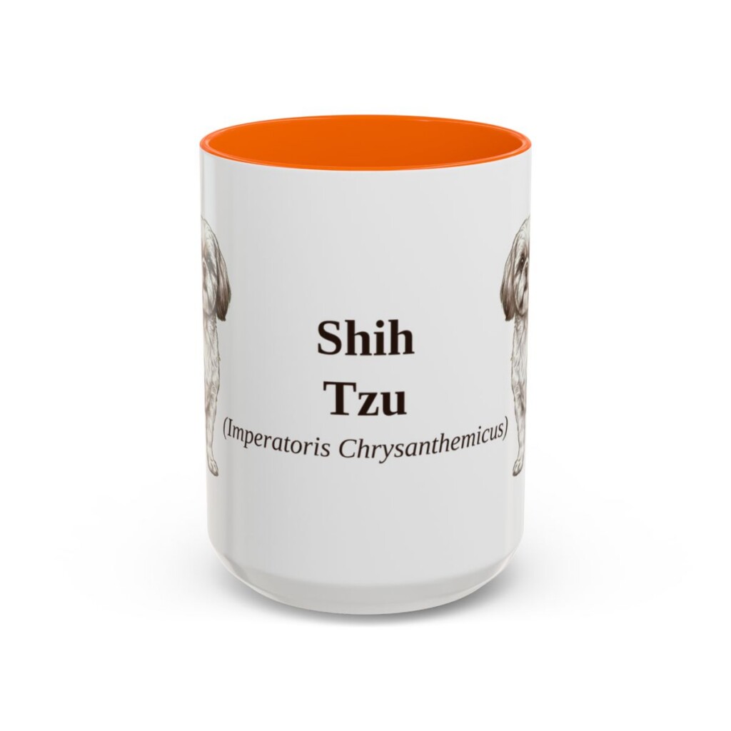 15oz Shih Tzu Latin Mug, Orange, front view