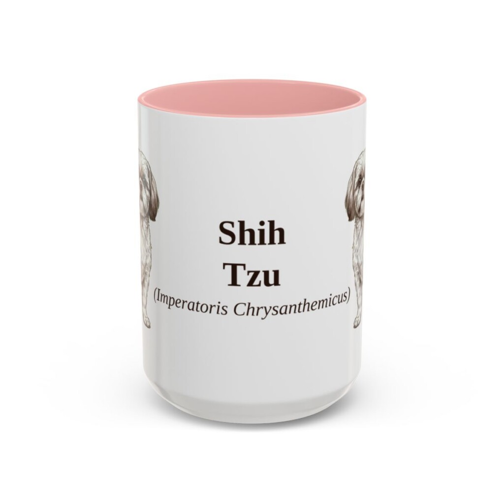 15oz Shih Tzu Latin Mug, Pink, front view