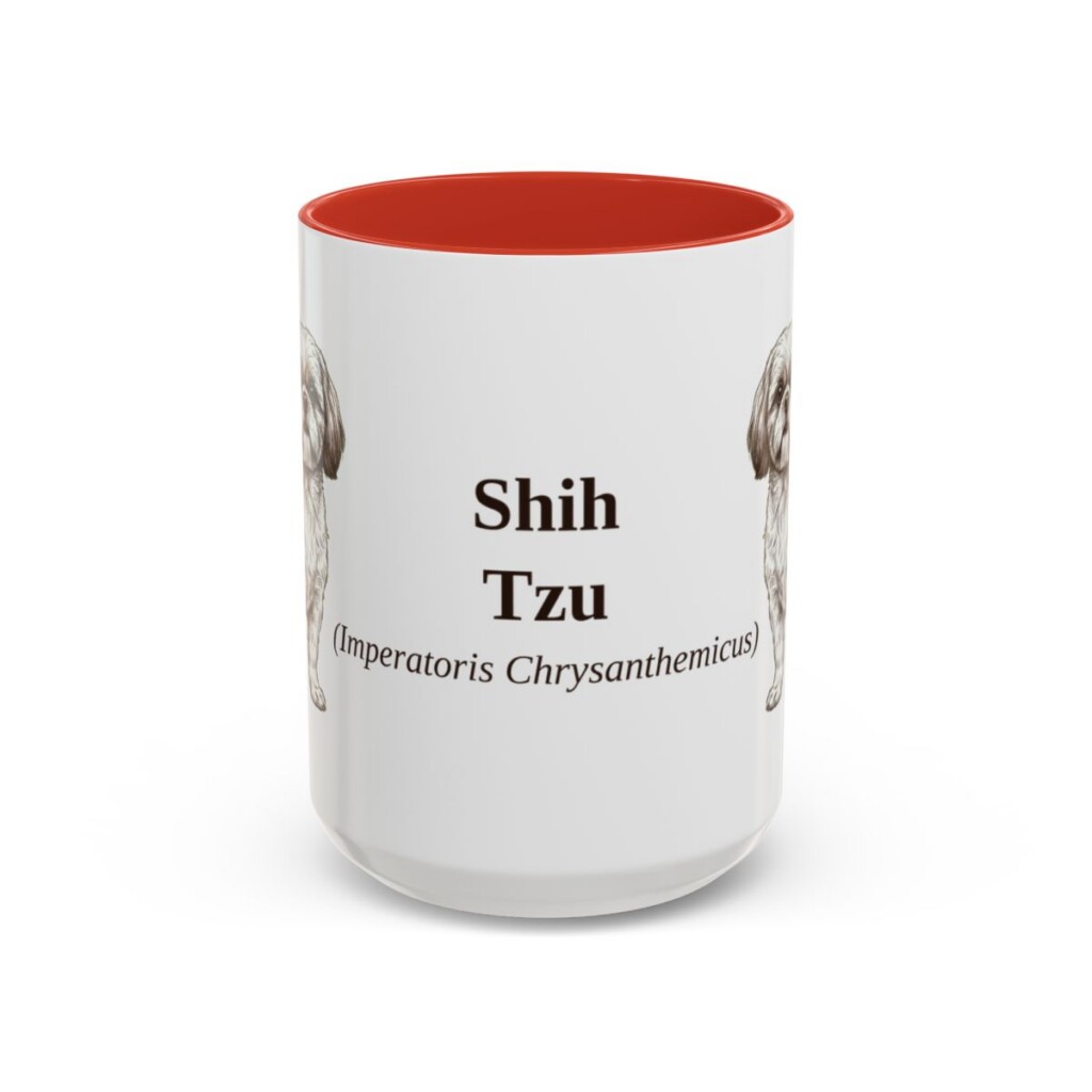 15oz Shih Tzu Latin Mug, Red, front view