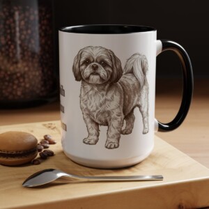 15oz Shih Tzu Dog Mom Mug, Black, lifestyle photo