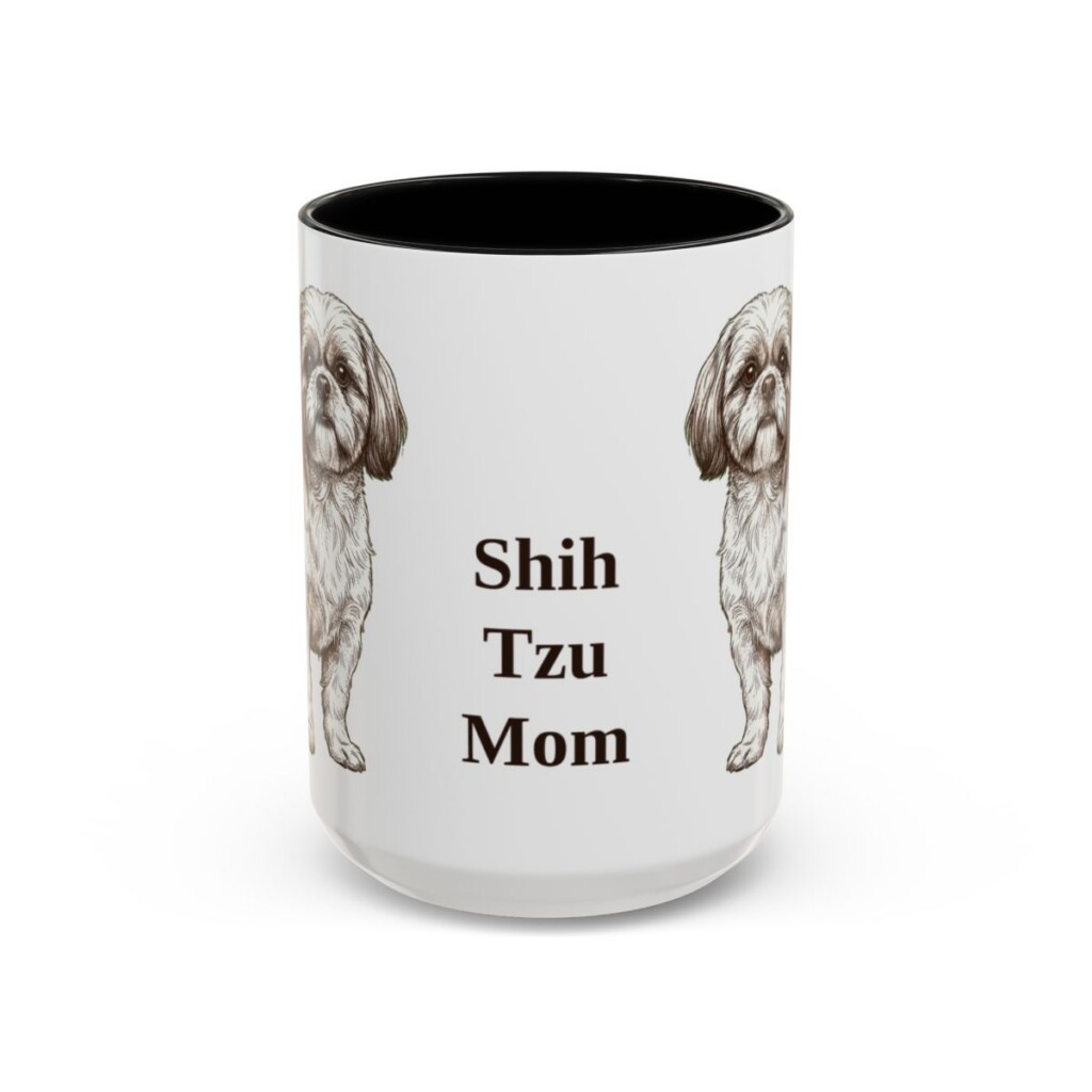 15oz-shih-tzu-mug-mom-black-front 15oz Shih Tzu Dog Mom Mug, Black, front view