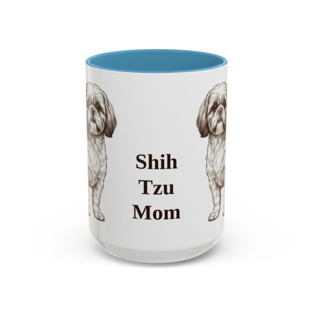 15oz-shih-tzu-mug-mom-light-blue 15oz Shih Tzu Dog Mom Mug, Light Blue, front view