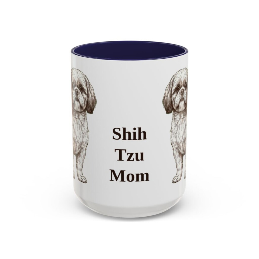 15oz-shih-tzu-mug-mom-navy 15oz Shih Tzu Dog Mom Mug, Navy, front view