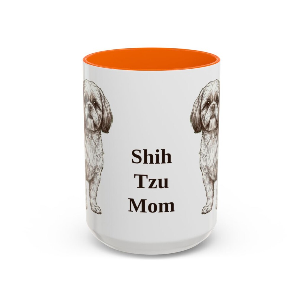15oz-shih-tzu-mug-mom-orange 15oz Shih Tzu Dog Mom Mug, Orange, front view