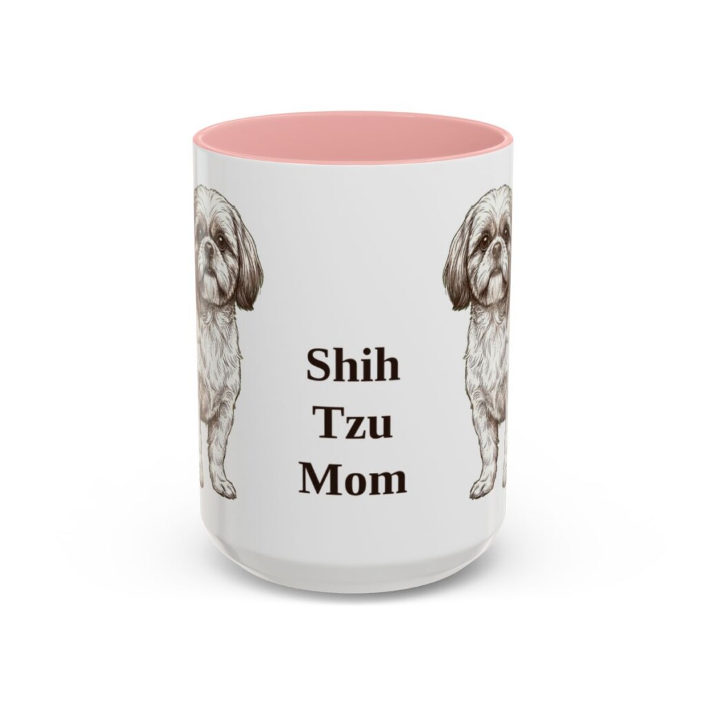 15oz-shih-tzu-mug-mom-pink 15oz Shih Tzu Dog Mom Mug, Pink, front view
