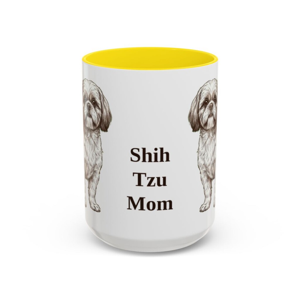 15oz-shih-tzu-mug-mom-yellow 15oz Shih Tzu Dog Mom Mug, Yellow, front view