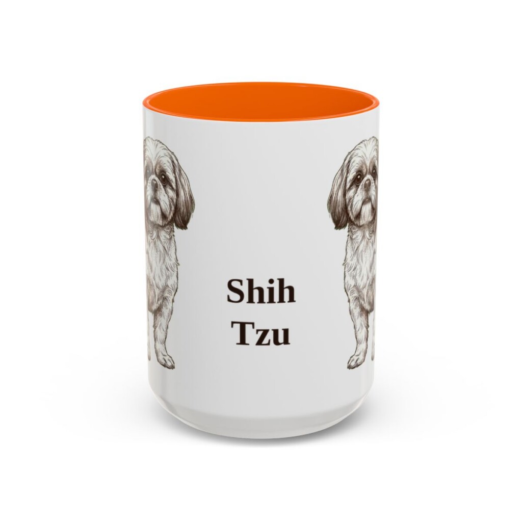 15oz Shih Tzu Mug, Orange, front view